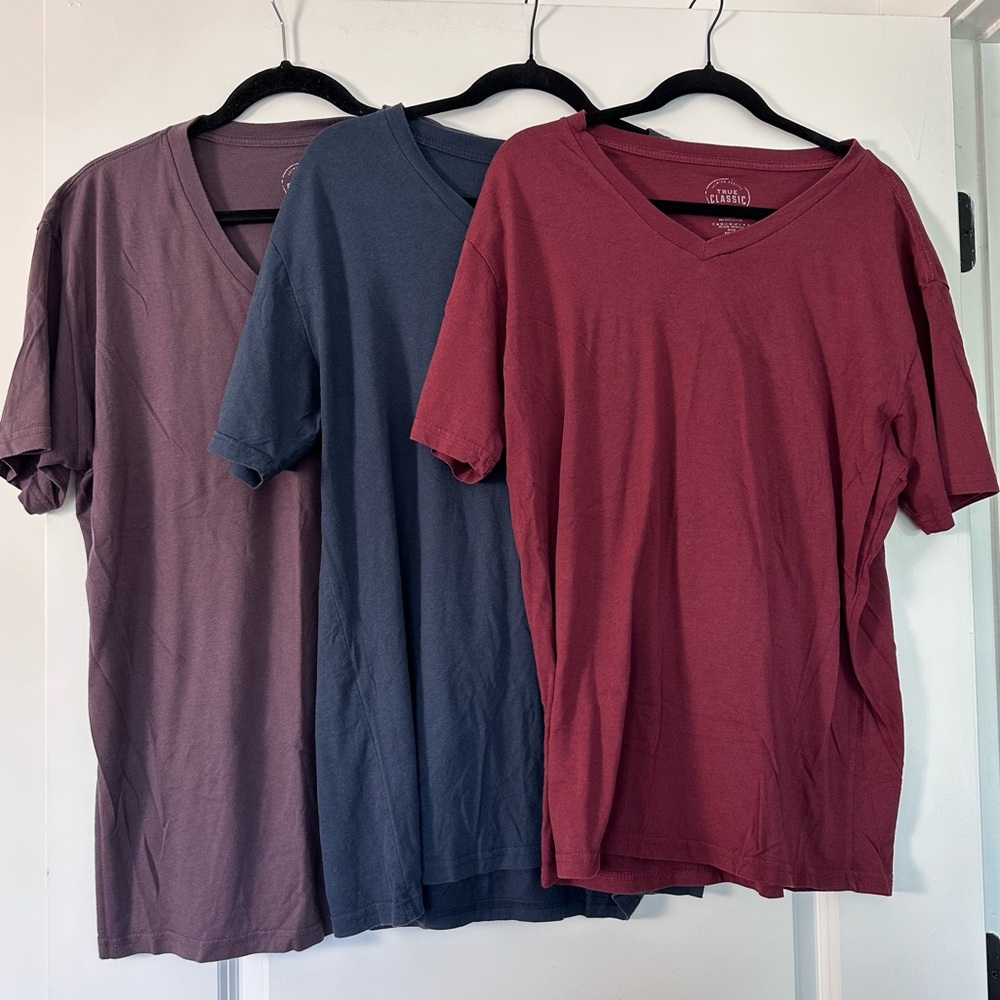 True Classic (XL) Red Blue Purple Lightweight Breathable Casual T-Shirts (Set 3)